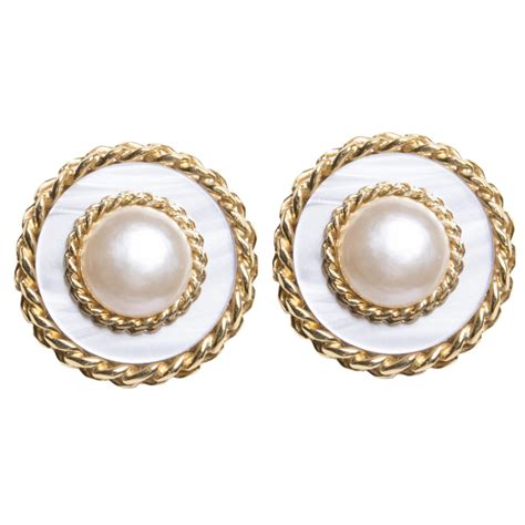 chanel mother of pearl earrings|mother of pearl pierced earrings.